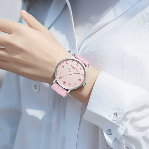 Quartz Watch Alloy Case Nylon Strap Stainless Steel Buckle Round Dial