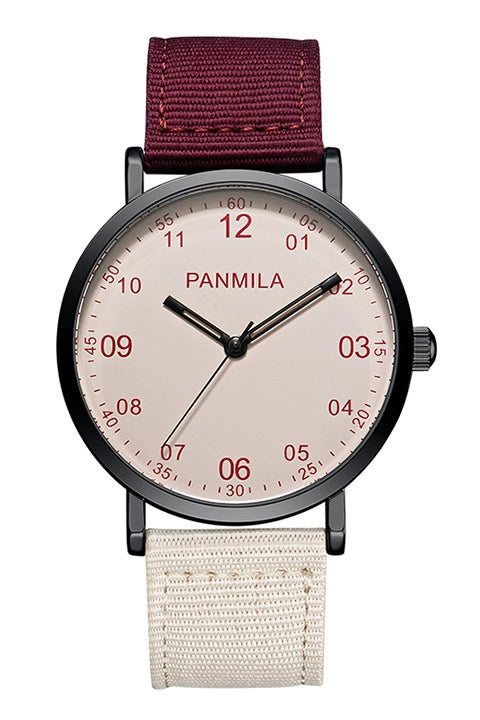 Quartz Watch Alloy Case Nylon Strap Stainless Steel Buckle Round Dial