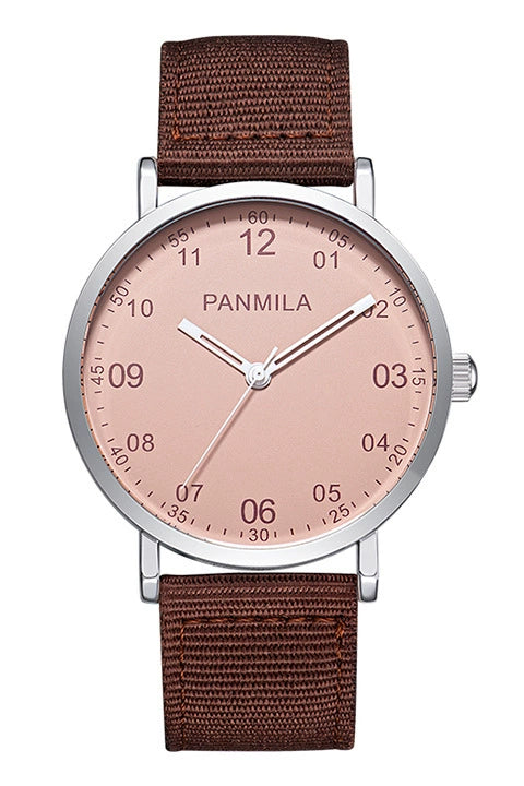 Quartz Watch Alloy Case Nylon Strap Stainless Steel Buckle Round Dial