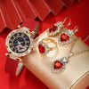 Quartz Watch Alloy Case Ordinary Glass Mirror Imitation Leather Strap Titanium Metal Buckle Round Dial Casual Style Unisex