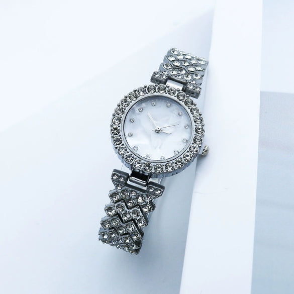 Quartz Watch Alloy Case Stainless Steel Strap Round Women's Casual Fashion Watch
