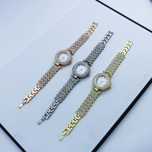 Quartz Watch Alloy Case Stainless Steel Strap Round Women's Casual Fashion Watch