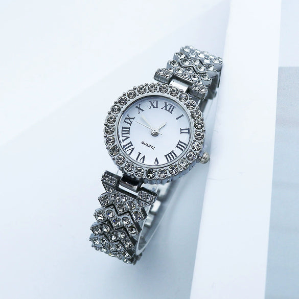 Quartz Watch Alloy Case Stainless Steel Strap Round Women's Casual Fashion Watch