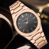 Quartz Watch Alloy Steel Belt With Sun Pattern Round Dial Business Style Butterfly Buckle