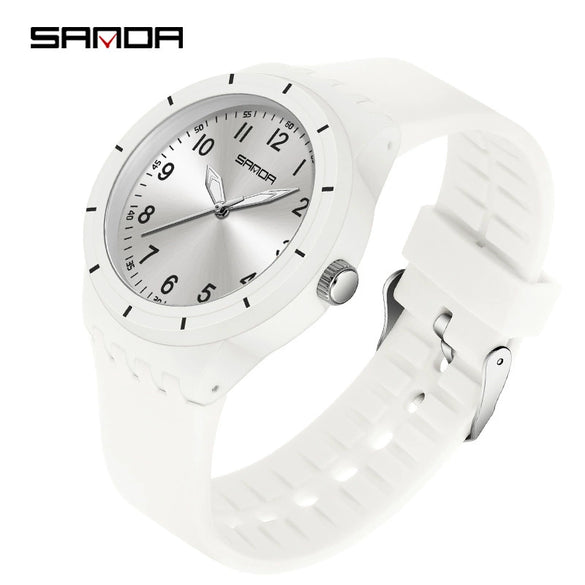 Quartz Watch Casual Style For Students Abs Case Stainless Steel Buckle Tpu Strap Round Dial Printed Logo