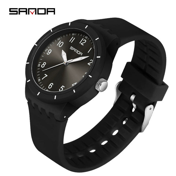 Quartz Watch Casual Style For Students Abs Case Stainless Steel Buckle Tpu Strap Round Dial Printed Logo
