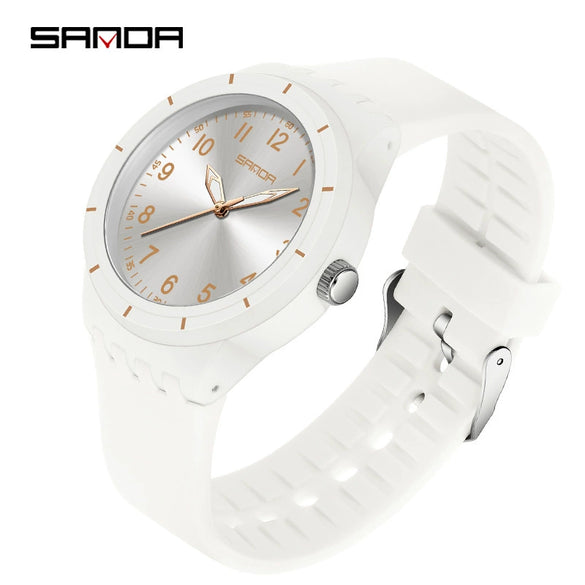 Quartz Watch Casual Style For Students Abs Case Stainless Steel Buckle Tpu Strap Round Dial Printed Logo