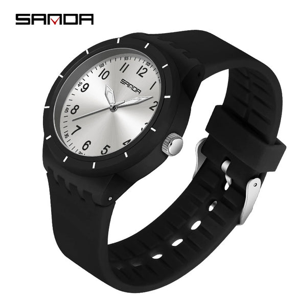 Quartz Watch Casual Style For Students Abs Case Stainless Steel Buckle Tpu Strap Round Dial Printed Logo