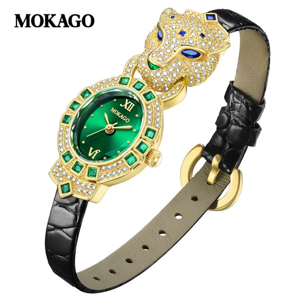 Quartz Watch Copper Shell Stainless Steel Buckle First Layer Leather Strap Oval Dial Fashionable Women's