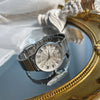 Quartz Watch Retro Style Round Dial Roman Numerals Alloy Case Bamboo Steel Band Women's