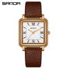 Quartz Watch Square Casual Retro Roman Numeral Leather Mesh Strap Alloy Case Mineral Reinforced Glass Mirror Stainless Steel Buckle