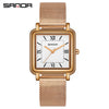 Quartz Watch Square Casual Retro Roman Numeral Leather Mesh Strap Alloy Case Mineral Reinforced Glass Mirror Stainless Steel Buckle