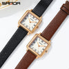 Quartz Watch Square Casual Retro Roman Numeral Leather Mesh Strap Alloy Case Mineral Reinforced Glass Mirror Stainless Steel Buckle