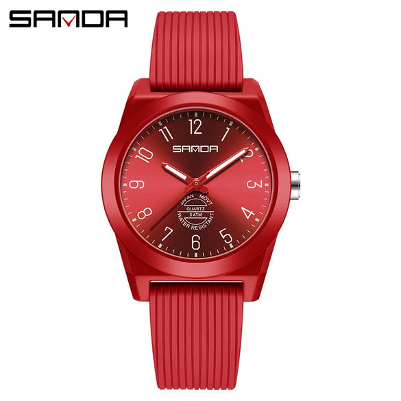 Quartz Watch Tpu Strap Abs Case Round Dial Casual Style Student Waterproof