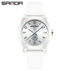Quartz Watch Tpu Strap Abs Case Round Dial Casual Style Student Waterproof