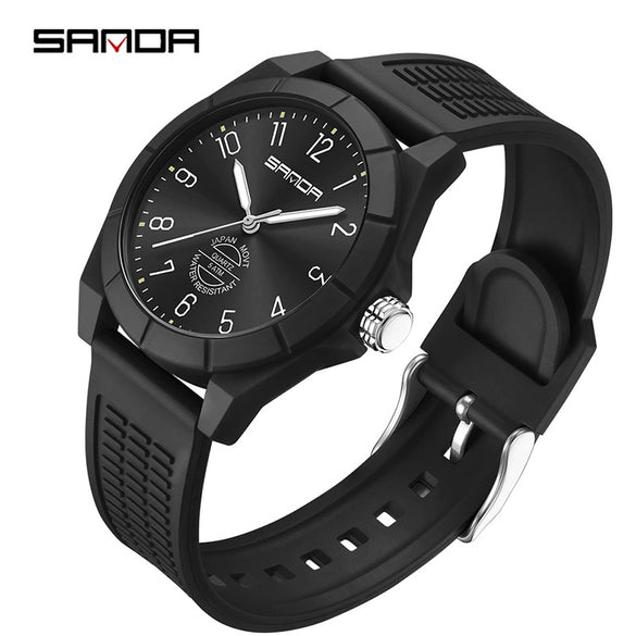 Quartz Watch Tpu Strap Abs Case Round Dial Casual Style Student Waterproof
