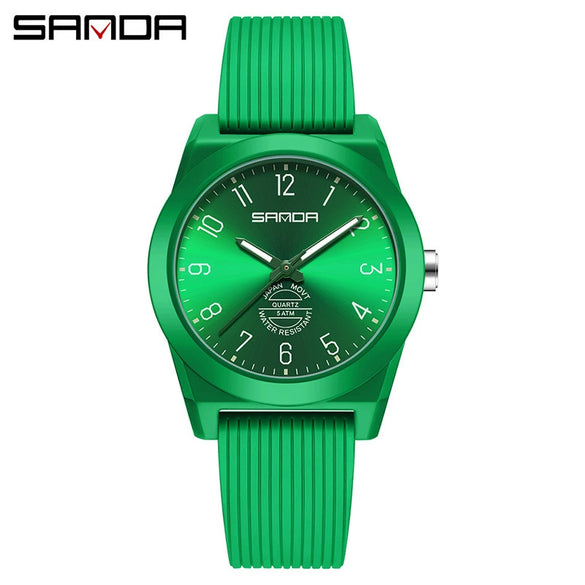 Quartz Watch Tpu Strap Abs Case Round Dial Casual Style Student Waterproof