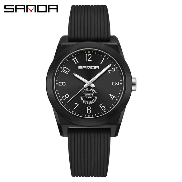 Quartz Watch Tpu Strap Abs Case Round Dial Casual Style Student Waterproof