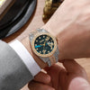Quartz Watch With Diamondencrusted Aurora Fritillaria Dial Silicone Strap Square Alloy Case Unisex Leisure Style