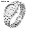 Quartz Watch Zinc Alloy Case Mineral Tempered Glass Mirror Round Dial Steel Strap Business Style Waterproof Luminous Men's Watch