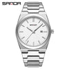 Quartz Watch Zinc Alloy Case Mineral Tempered Glass Mirror Round Dial Steel Strap Business Style Waterproof Luminous Men's Watch