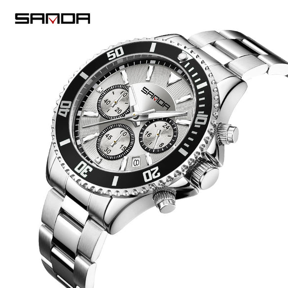 Quartz Watch Zinc Alloy Mineral Tempered Glass Solid Steel Strip Round Dial Women's Fashionable Waterproof