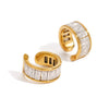 Quiet Design Sense Stainless Steel White Diamond White Square Diamond Ear Clip Earrings With Electroplating Geometric Styling For Women
