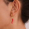Quiet Elegant Resort Style Stainless Steel Red Oil Dripping Chili Pendant Earrings With Geometric Shape Electroplated