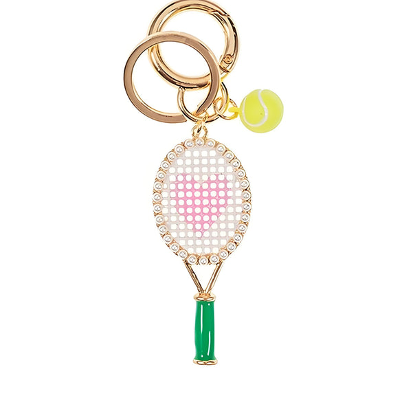Racket Trolley Bag Pendant Alloy Heartshaped Geometric Style Electroplated