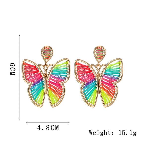 Raffia Handwoven Insectpatterned Women's Earrings