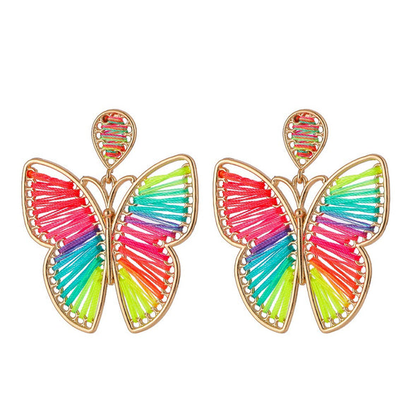 Raffia Handwoven Insectpatterned Women's Earrings