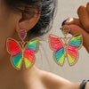 Raffia Handwoven Insectpatterned Women's Earrings
