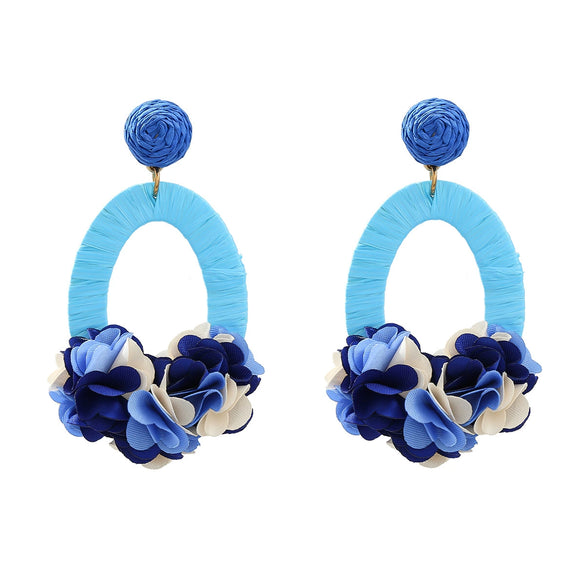 Raffia Women's Alloy Weaving Flower Earrings