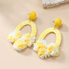 Raffia Women's Alloy Weaving Flower Earrings