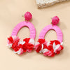 Raffia Women's Alloy Weaving Flower Earrings