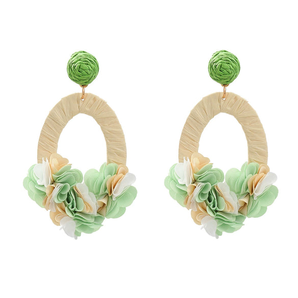 Raffia Women's Alloy Weaving Flower Earrings