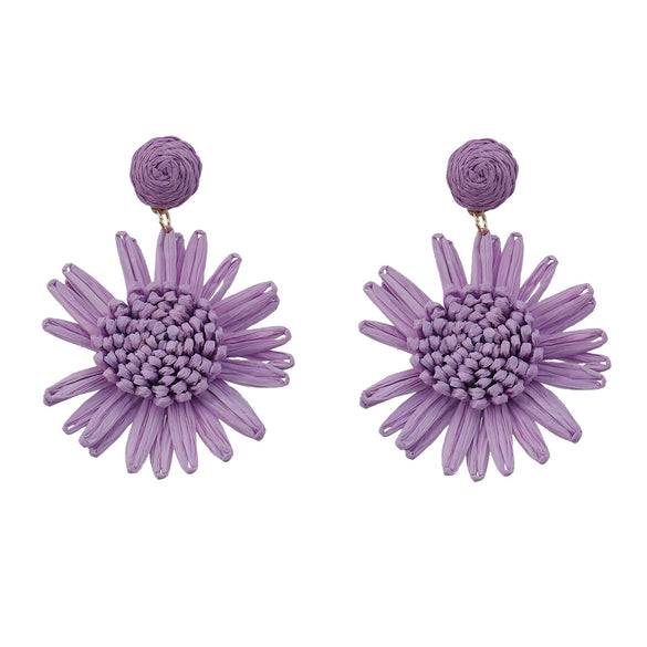 Raffia Women's Woven Flower Earrings