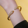 Real Gold Electroplated Copper Microinlaid Zircon Snake Bone Bracelet For Women Light Luxury Style Hand Jewelry