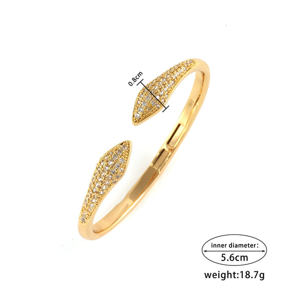 Real Gold Electroplated Copper Microinlaid Zircon Snake Bone Bracelet For Women Light Luxury Style Hand Jewelry