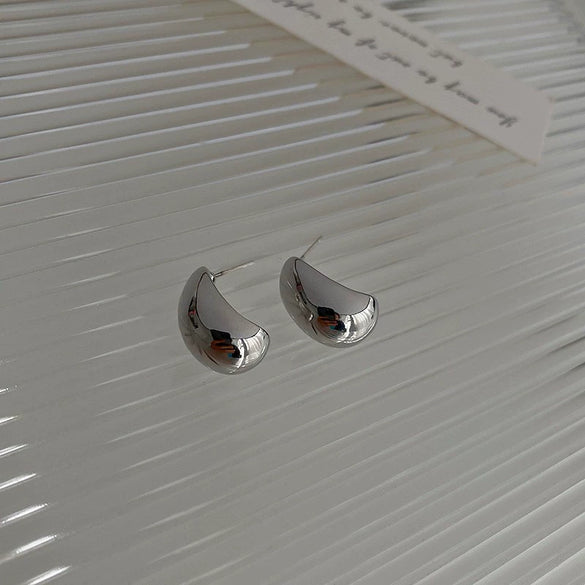 Real Gold Electroplated Silver Needle Metal Ear Studs For Women With Geometric Design