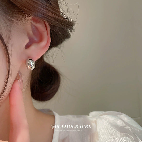 Real Gold Electroplated Silver Needle Metal Ear Studs For Women With Geometric Design
