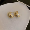 Real Gold Electroplated Silver Needle Metal Ear Studs For Women With Geometric Design