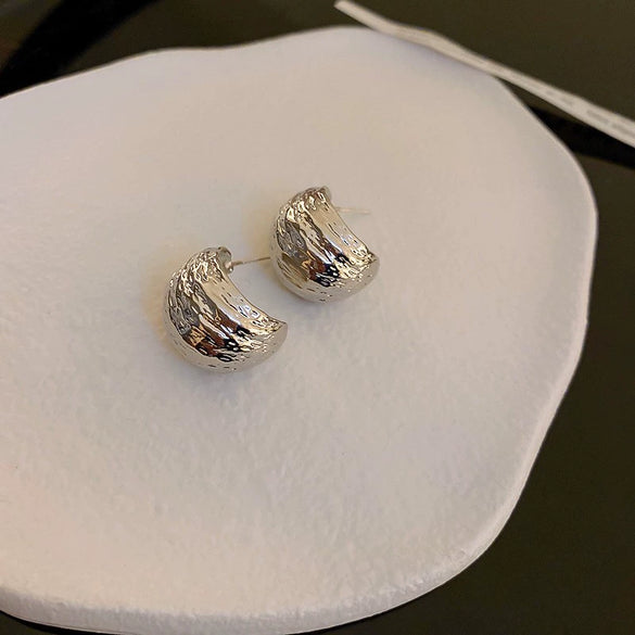 Real Gold Electroplated Silver Needle Metal Ear Studs For Women With Geometric Design