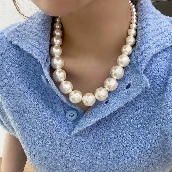 Real Gold Plated Imitation Pearl And Diamond Flower Necklace For Women Copper Pendant Clavicle Chain High Sense Niche Fashion Elegant Light Luxury High End Jewelry
