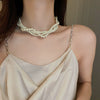 Real Gold Plated Imitation Pearl And Diamond Flower Necklace For Women Copper Pendant Clavicle Chain High Sense Niche Fashion Elegant Light Luxury High End Jewelry