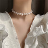 Real Gold Plated Imitation Pearl And Diamond Flower Necklace For Women Copper Pendant Clavicle Chain High Sense Niche Fashion Elegant Light Luxury High End Jewelry