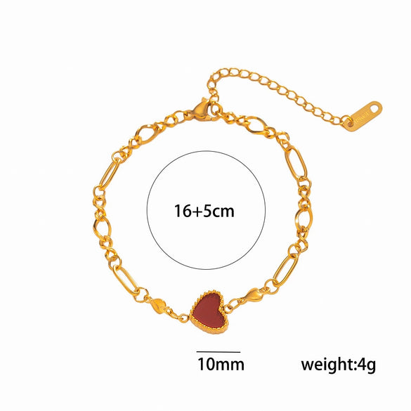 Real Gold Plated Titanium Steel Heart Paperclip Bracelet For Women Geometric Fashion Jewelry