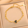 Real Gold Plated Titanium Steel Heart Paperclip Bracelet For Women Geometric Fashion Jewelry