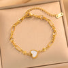 Real Gold Plated Titanium Steel Heart Paperclip Bracelet For Women Geometric Fashion Jewelry