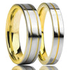 Real Gold Plated Tungsten Steel Geometric Couple Engagement Rings For Men And Women Lightweight Luxury Matching Bands